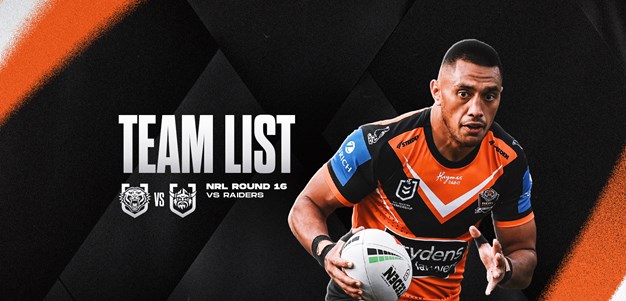 Team List: NRL Round 16 vs Raiders