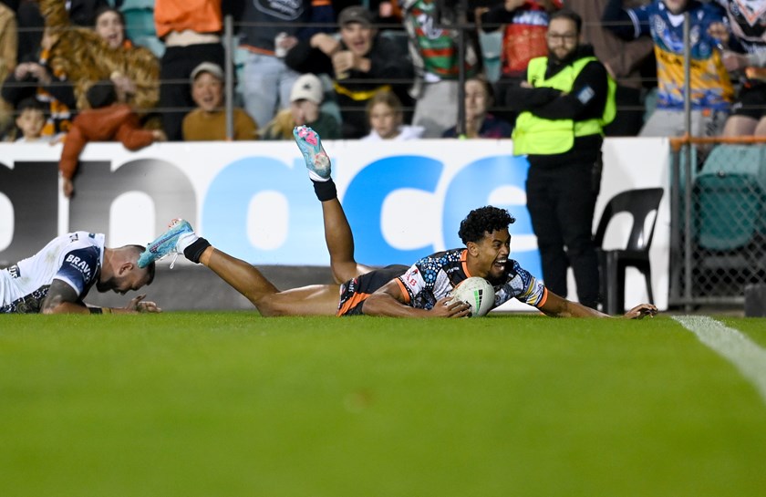 Bula scores his first ever NRL try last season against Cowboys at Leichhardt
