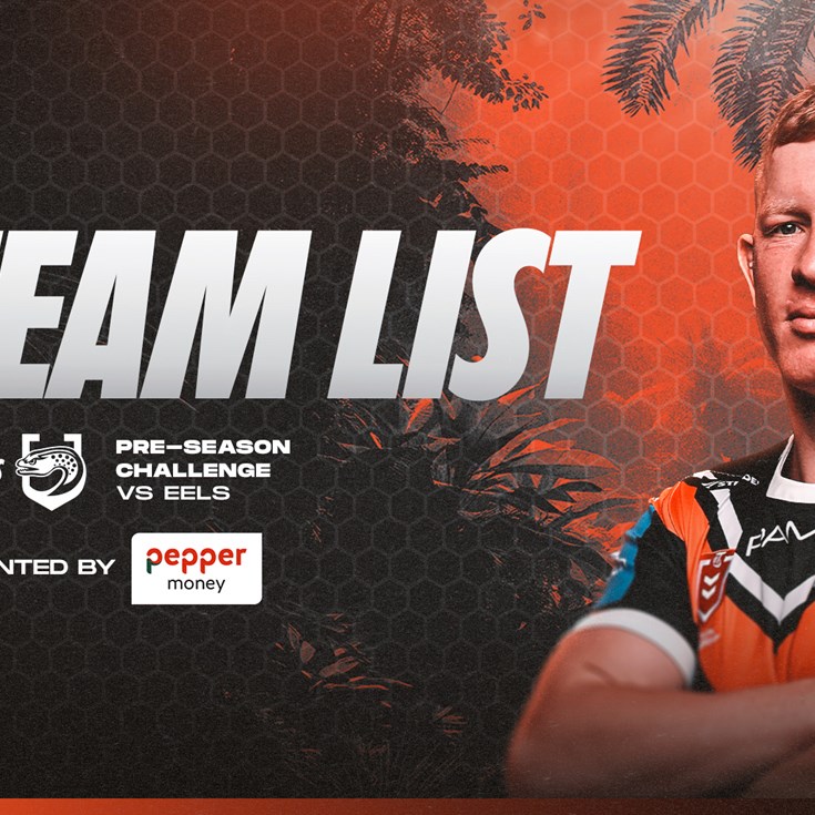 Team List: Pre-Season Challenge vs Eels