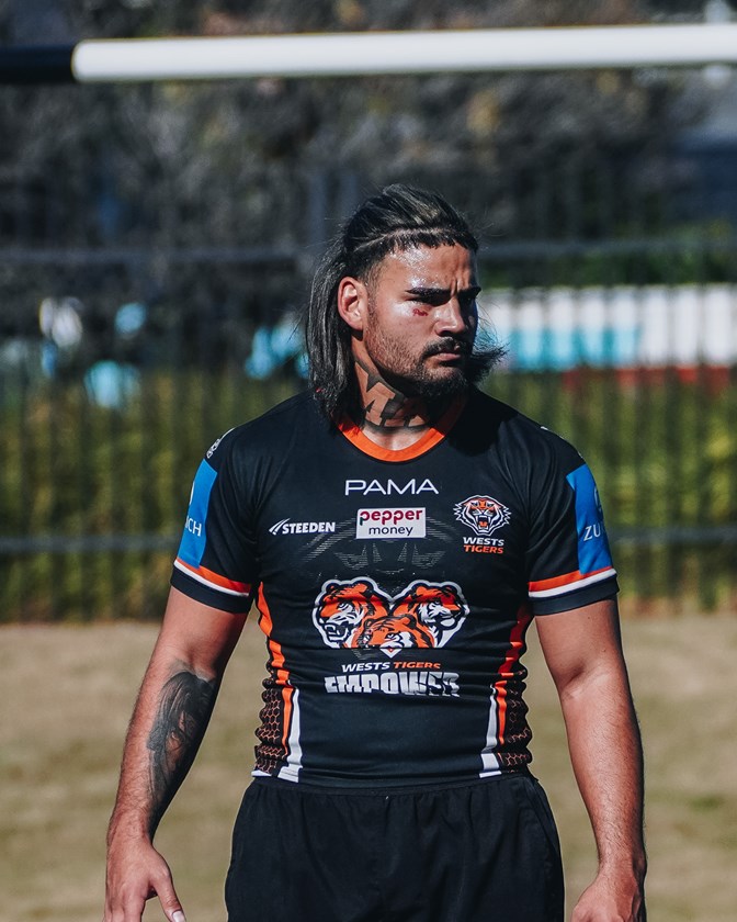Taylan May prepares for his Wests Tigers debut this Sunday at Leichhardt Oval.