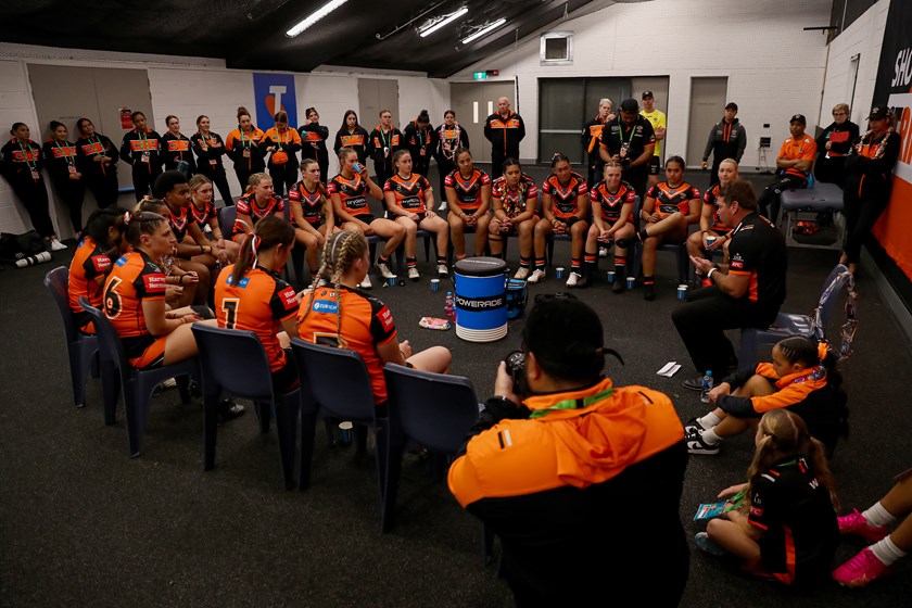 The inaugural Wests Tigers NRLW team ahead of their first match in 2023