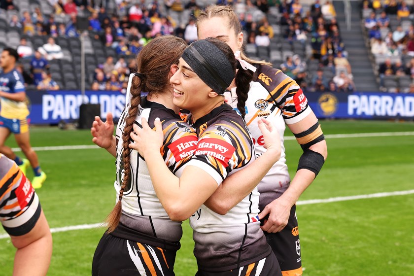 That winning feeling...Salma Nour celebrates after the victory over the Eels