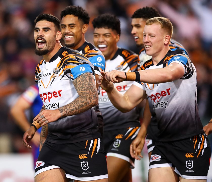 Celebration...Terrell May is much loved by his team-mates